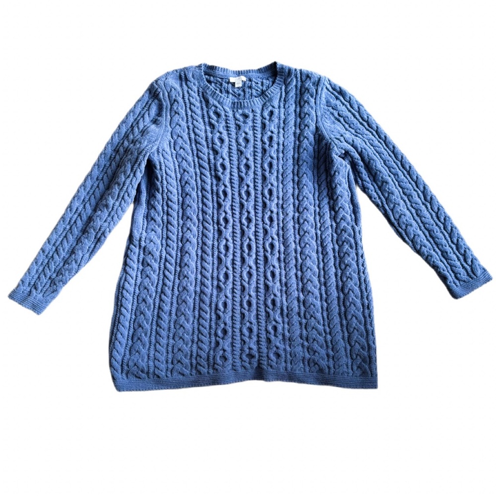 J.Jill Blue Cable-Knit Long Sweater Tunic | Size Large